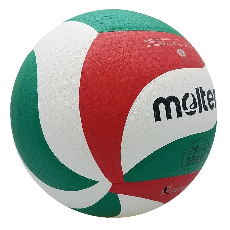 

Wholesale custom printed Molten V5M 5000 V5M 4500 standard Size  Soft Touch Micro fiber PU leather Volleyball ball, Green red white