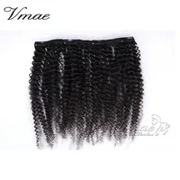 

4C Clip ins in Kinky Curly 4A 4B Natural color Cuticle Aligned Virgin Raw Indian Peruvian Brazilian Human hair weave extensions