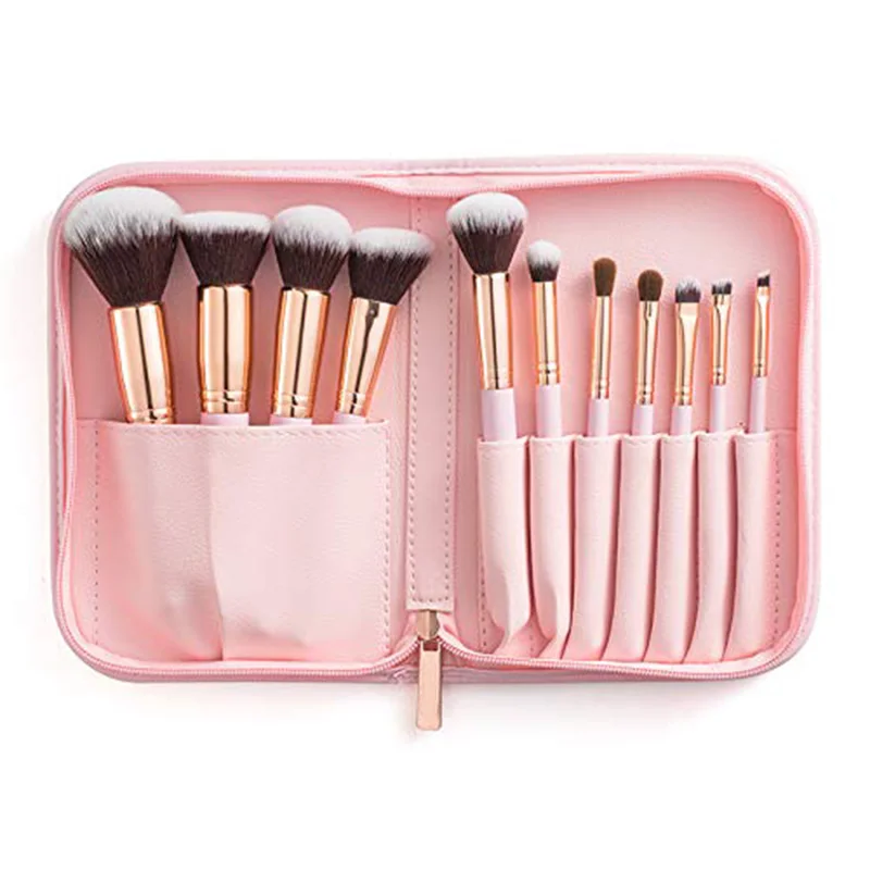 

Professional Pink Leather Makeup Brush Sets Storage Bag