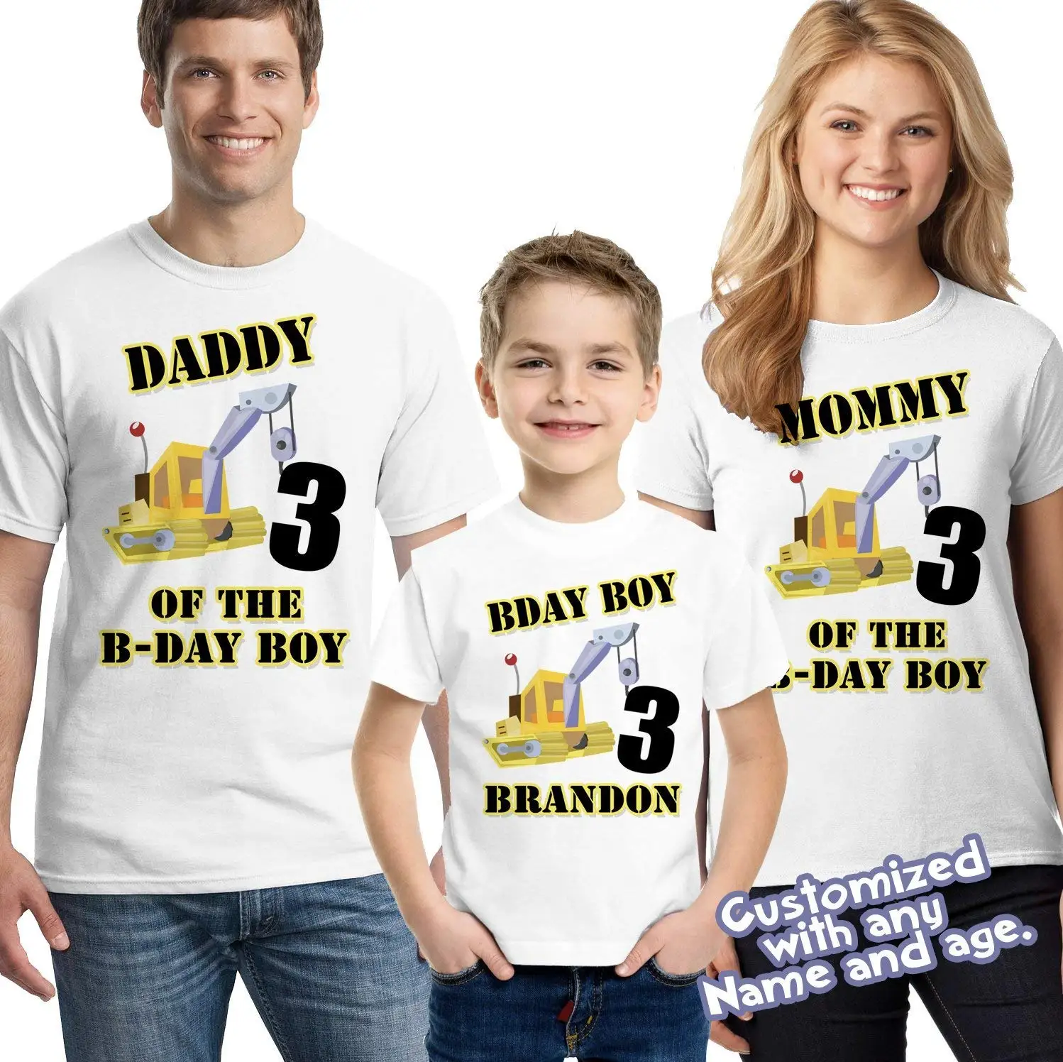 construction birthday family shirts