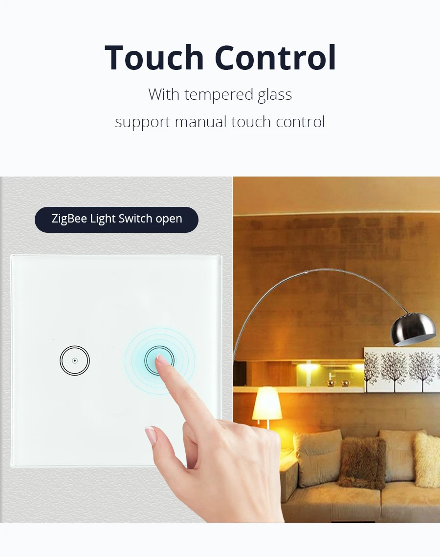 Zigbee UK 86mm Single Fire Light Switch 2 gangs Switches tuya zigbee hub Control - ANKUX.COM