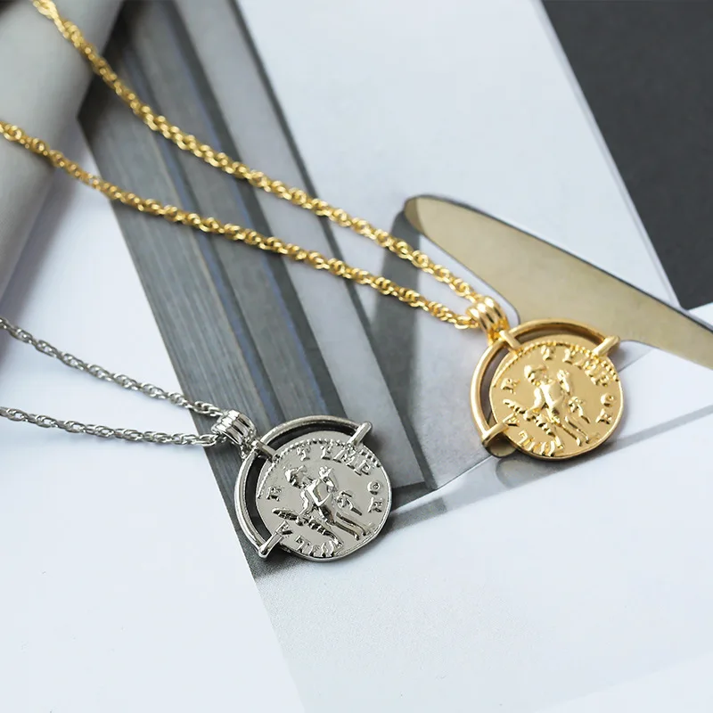 

fine jewelry vintage gold chain necklace women coin necklace, As picture