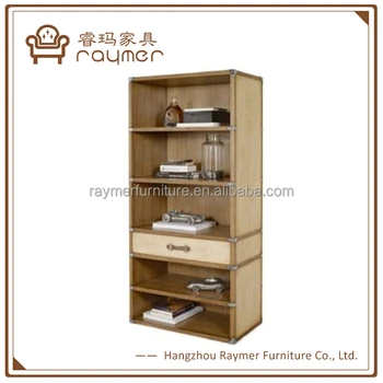 Industrial Style Wooden Open Shelving Curio Display Cabinet With