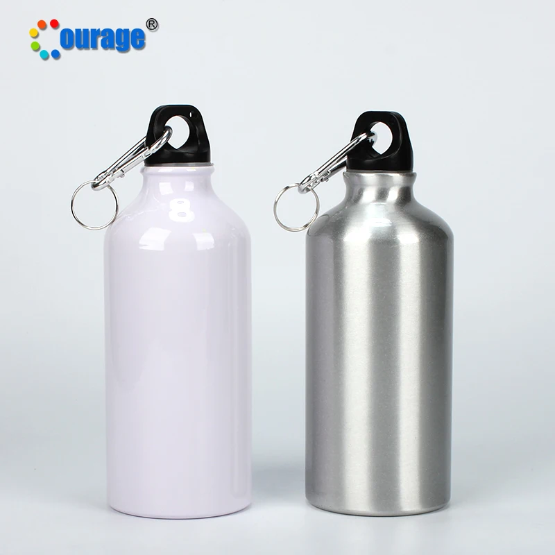 

500ml Aluminium sport water bottle, wide mouth drinking bottle, White;silver