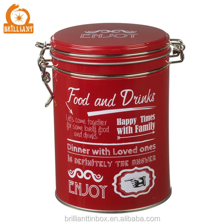 round airtight coffee tea tin box