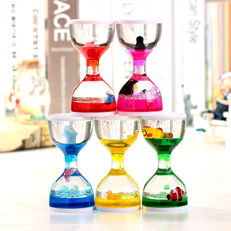 Big Acrylic Hourglass Liquid Oil Timer With Animal Floater - Buy Liquid ...