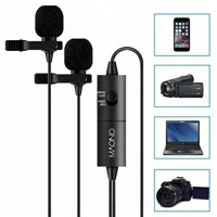 

Metal Audio Cable 6m Dual head Lapel Mics Omni-directional Lavalier Microphone for DSLR Camera Canon Nikon Smartphone