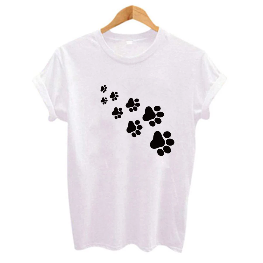 2020 Guangzhou clothes cat paws print T-Shirt Women Hipster Casual t shirt For Lady Top Tee