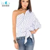 Designer blouse patterns striped one shoulder latest blouse designs