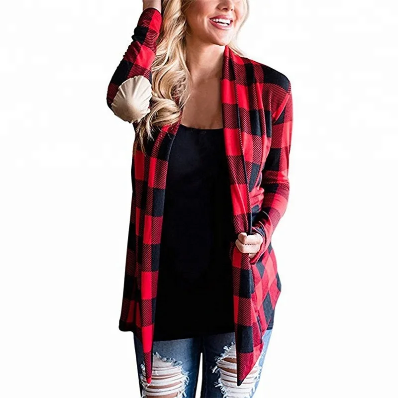 

Wholesale Monogram Winter Autumn Casual Women Plaid Casual Kimono Cardigans Sweatshirts