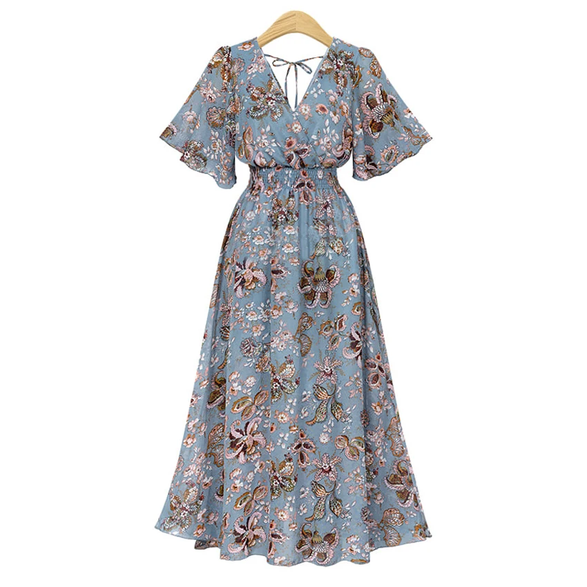 

2018 flower printig beach dress, Multicolor