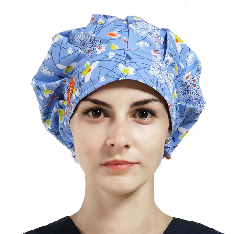 

Woven Head Clip Color Surgical Hats Print Doctors Hair Medical Nurse Operating Room Caps