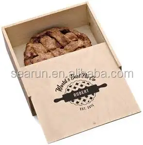 cheap wood food box sliding lid plywood bakery packaging box