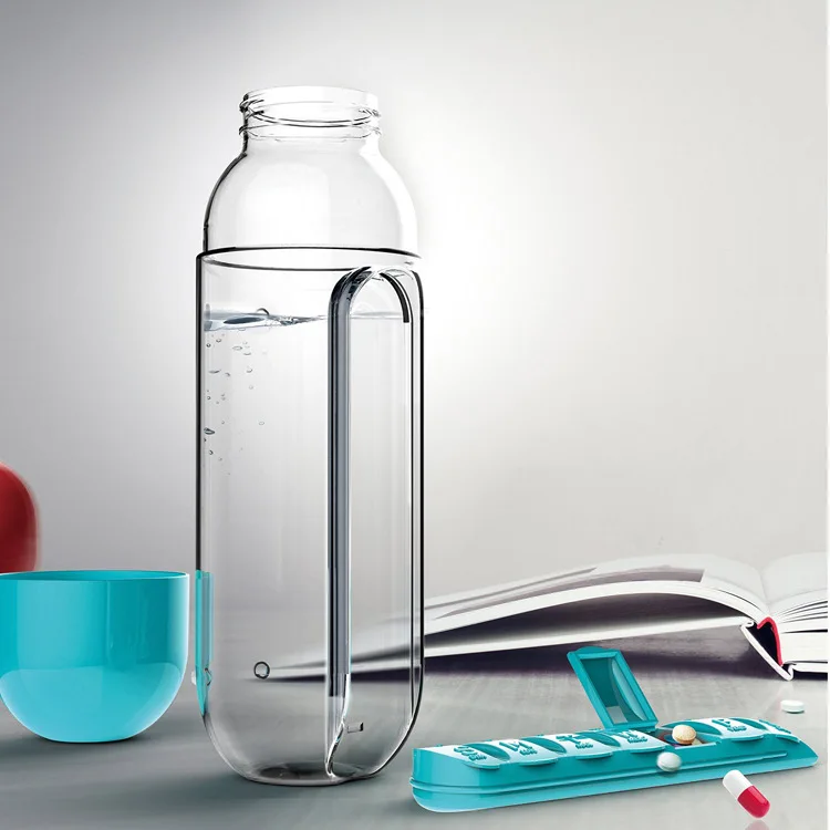 Bottle Drinkware Water Sport 1pc Hiking 600ml Plastic With Pill Box Organizer