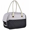 Stylish 2 Tone Quilted Soft Sided Travel Dog and Cat Pet Carrier Tote Hand Bag