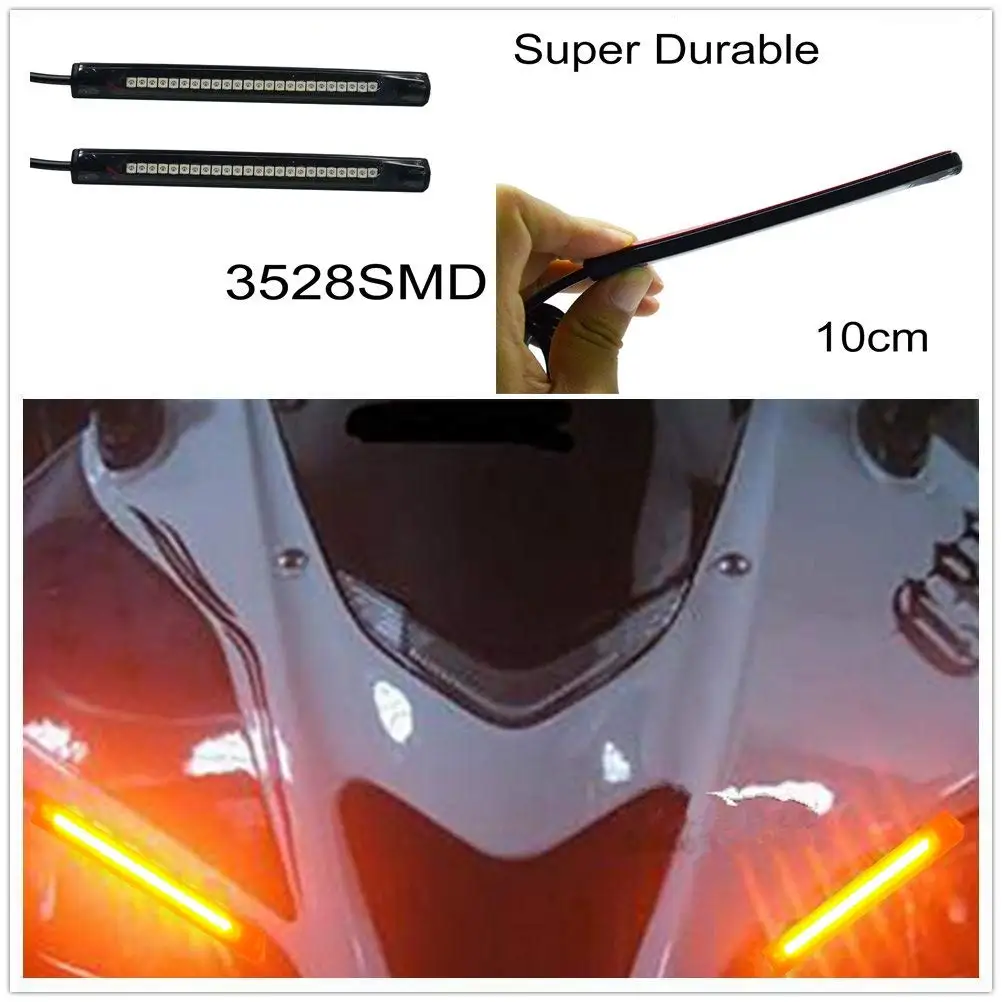 2x 10CM 5050 PVC led Strip led motorcycle Turn signal Universal Amber lights Strip with 24LED