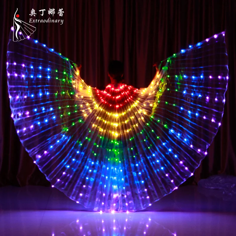 

Children Dancers LED Performance Fluorescent Butterfly Wings Carnival Belly Dance Led Costumes, Rainbow