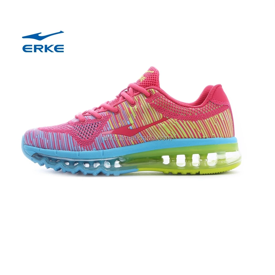 ERKE wholesale brand breathable flyknit mesh jelly outsole sports running womens air shoes