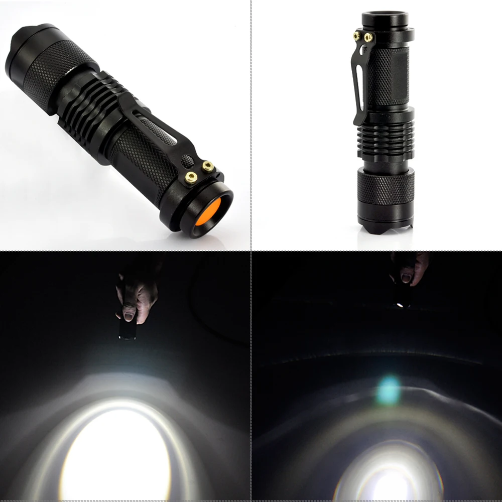 The best aluminum alloy full size aa zoomable mini LED edc flashlight in the world for emergency details