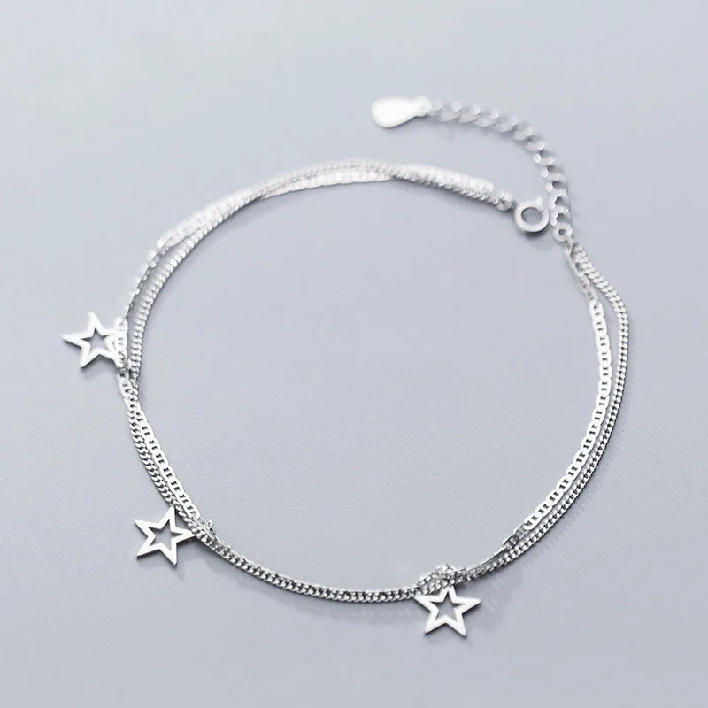 

Five Star Charm 925 Sterling Silver Chain Anklet Jewelry