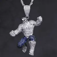 

KRKC&CO Custom Cartoon Pendant Iced Out Pendant hip hop Jewelry for Marvel Figure Fans The Avengers-Green Hulk Pendant