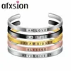 4MM personalized custom C letter English alphabet simple stainless steel bangles wholesale