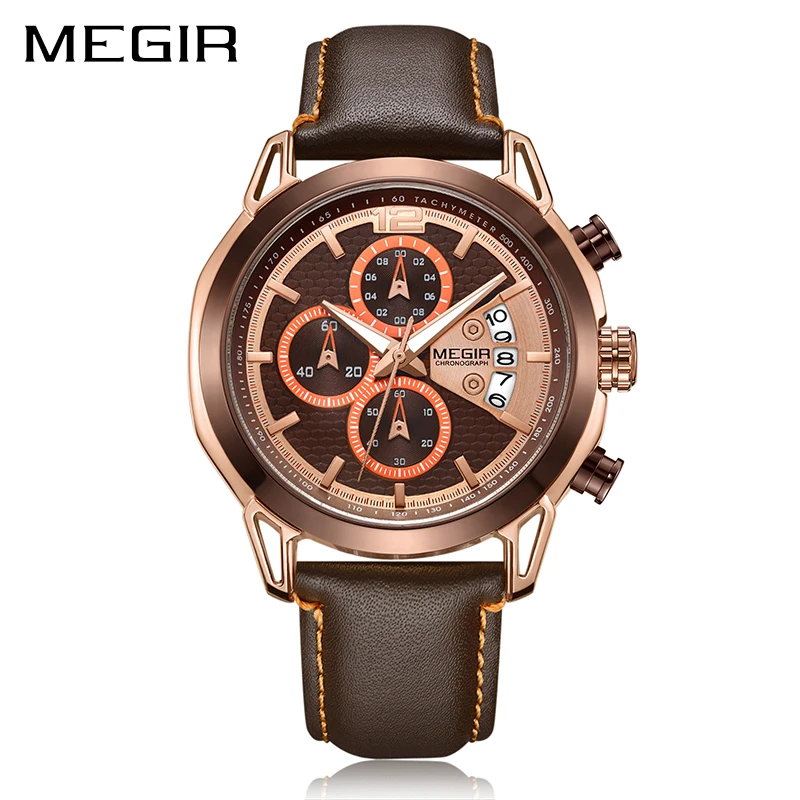 

Creative MEGIR Chronograph Men Watch Relogio Masculino Fashion Leather Quartz Wrist Watches Men Clock Hour Army Military Watches, N/a