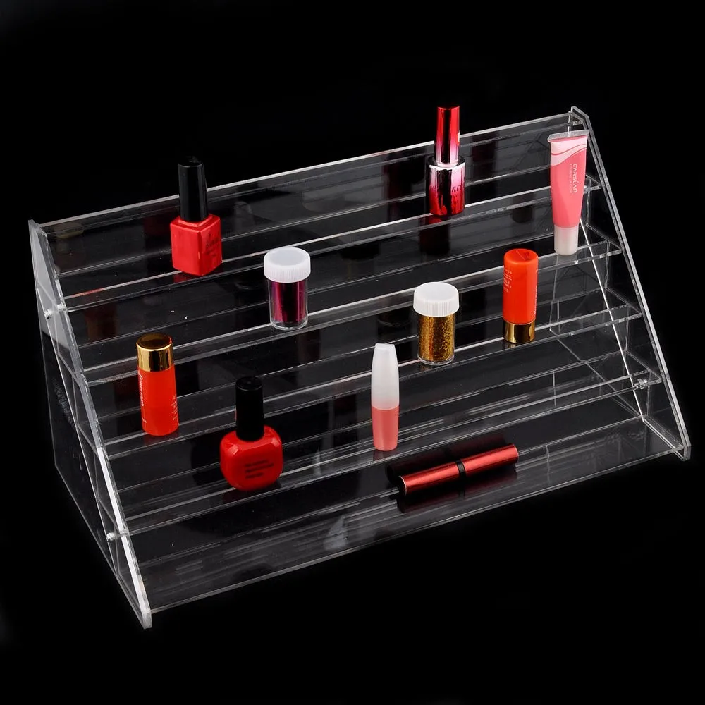 5 Layer Acrylic Nail Polish Tabletop Display Stand Lucite Lipstick Essential Oils Display Rack