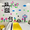Lovely children room cartoon wall decoration sticker panda playing with tree art acrylic wall sticker for kids
