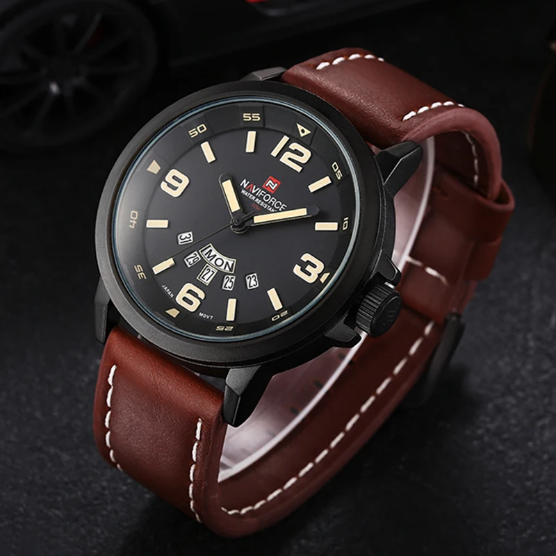 

2018 NAVIFORCE Mens Watches Top Brand Luxury Men's Quartz Watch Waterproof Sport Military Watches Men Leather relogio masculino, N/a