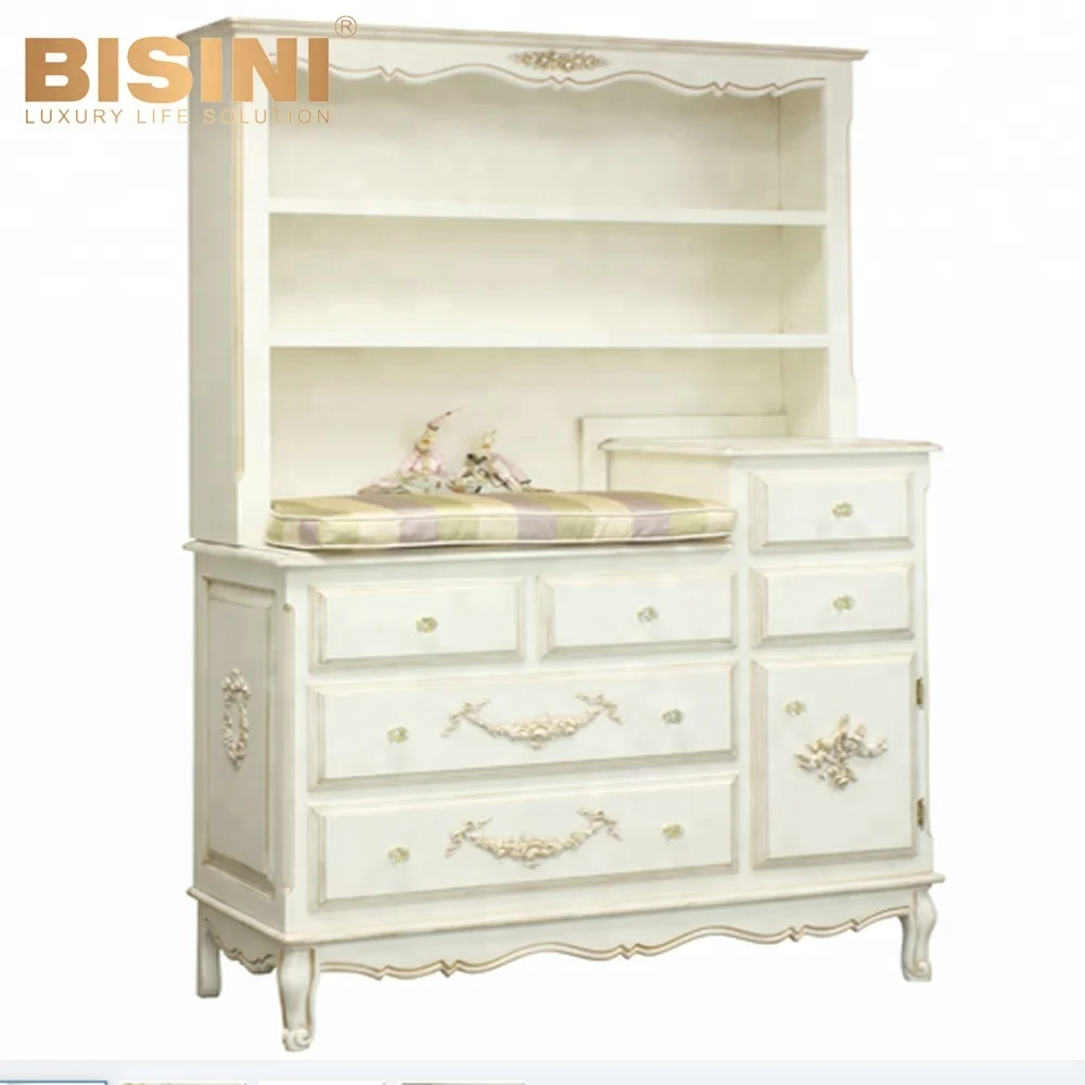 Bisinifrench Style Baby Room Furniture With Storage Shelf Pure