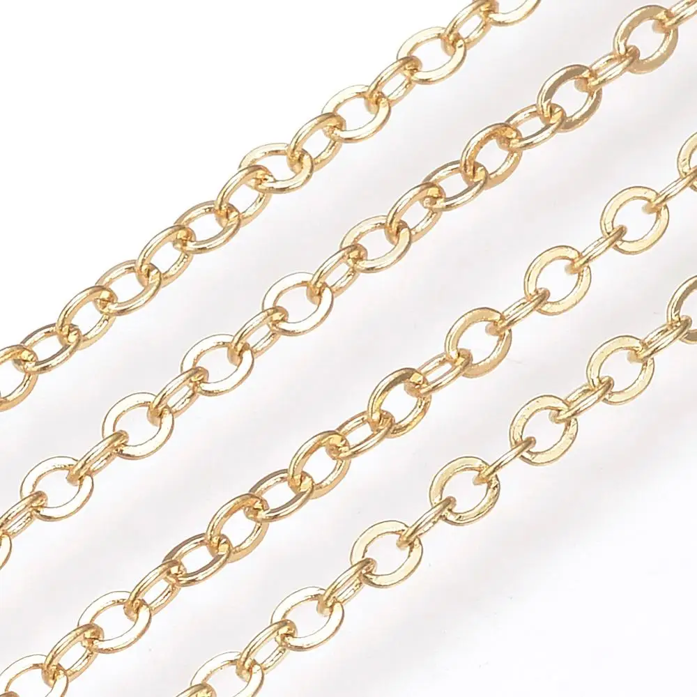 

PandaHall Soldered Brass Cable Chains with Spool Cable Chains Real Gold Plated Chain Link Jewelry 1x0.7x0.2mm about 30m/roll