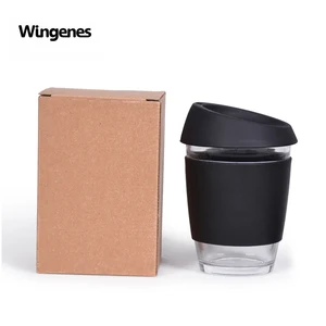 Image of Factory Wholesale Custom Logo Portable Silicone Glass Coffee Cup Branded Coffee Mug