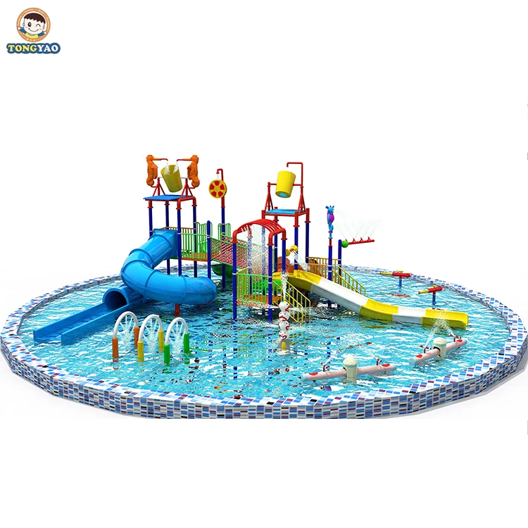 Mini Water Play Toys Playground Fiberglass Slide Aquatic Splash Pad ...