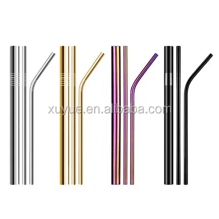 

Straight metal drinking straw Custom metal straw bent with brush case silver colors 6mm Stainless steel straw metal