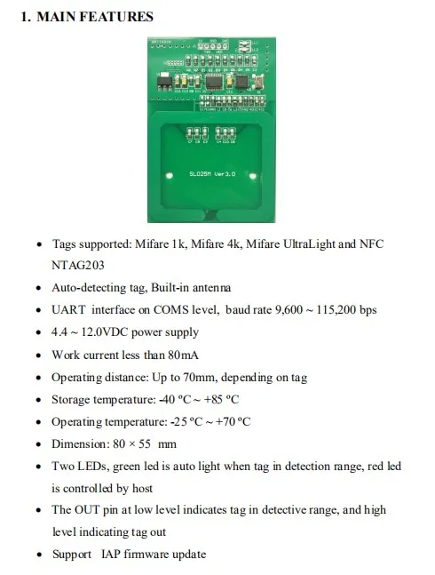 
factory 13.56Mhz ISO14443A HF RFID reader embedded Module OEM -SL025M 