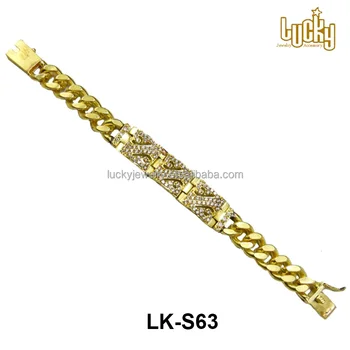 gold paved zircon dubai wholesale jewelry 24k bracelet brass plated metal clasp press larger