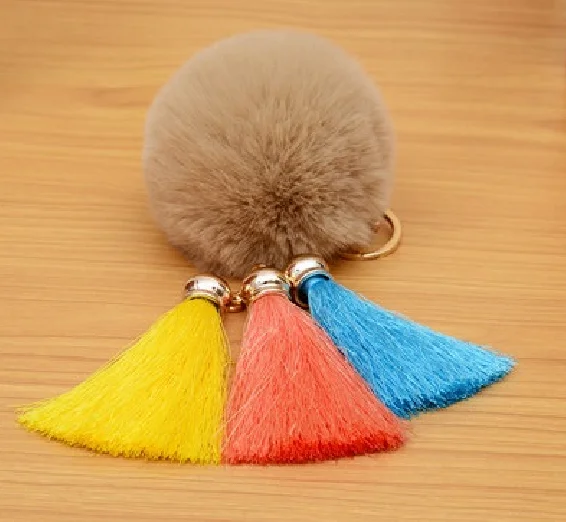 Custom Faux Fur Ball With Carabiner Keychain,Fake Fur Ball Keychain