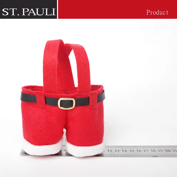 
popular funny short red felt christmas wine tote bag wholesale santa pants gift bags 