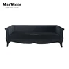 elegant fabric upholstered 3 seater living room black velvet sofa