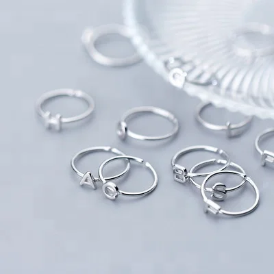

Fashion Girl Silver Alphabet Letter Engagement Ring, N/a