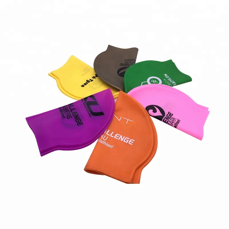 College Customized Logo Printing Silicone Swim Caps For Racing Buy