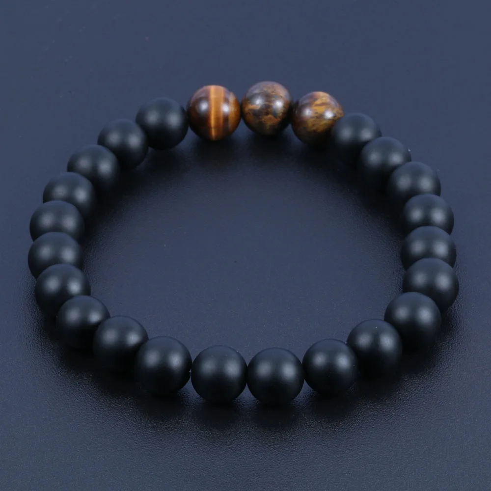 Wholesale Custom Jewelry Elastic Agate Tiger Eye Natural Stone Bead Bracelet Men