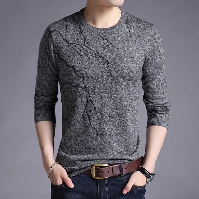 

New arrival korean style round neck custom fit cable knitted man sweater