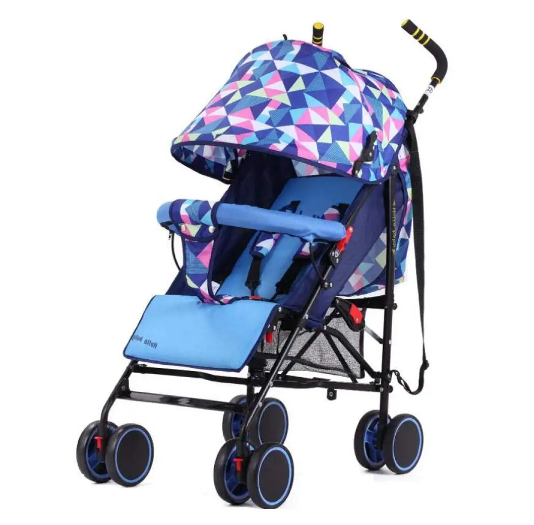 Baby Stroller, Can Sit and Reclining Four Seasons Available Ultra Light Portable, Baby Stroller - Four Wheel BB Trolley Pram,Blue