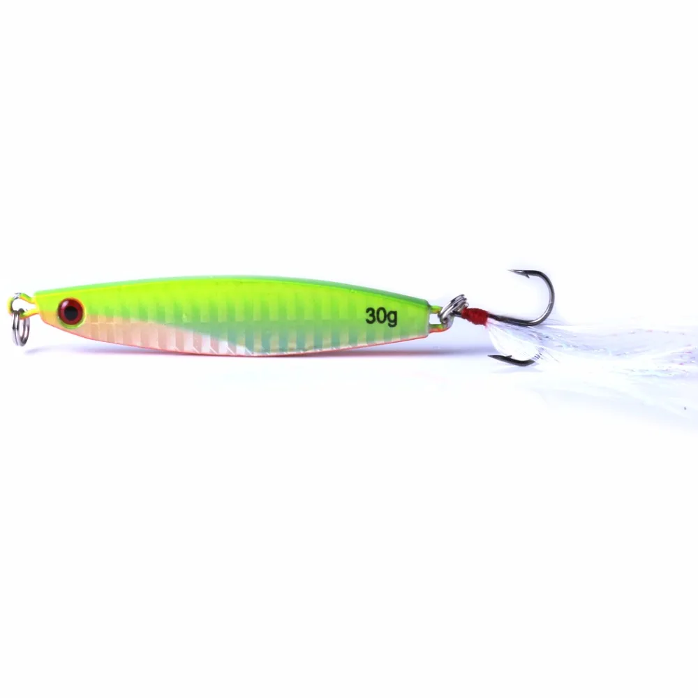 

Newup Jigbait Lead Fish Deep Ocean Sea Jigging Fishing Sea Baits Metal Jig With feather for Sale, 7 colors as pictures