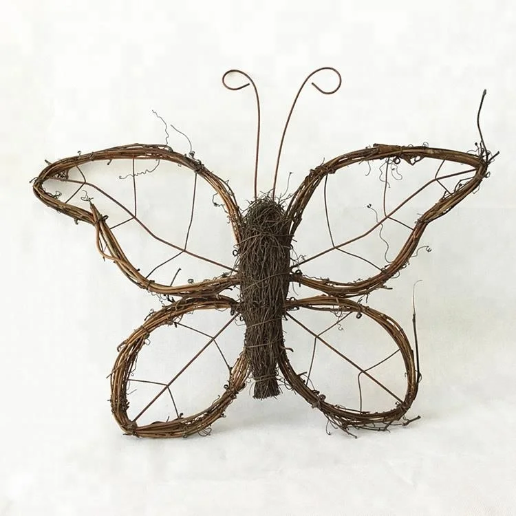 

2019 New design hanging wall decoration rattan butterfly ornaments, Natural