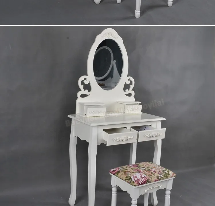 Cheap Wooden Mirrored Makeup Vanity With Drawers