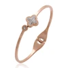 YANYI New Rose Gold Four Leaf Clover Charm Titanium Bracelet Bangle for Women Jewelry Accessories
