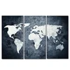3 Panels Yes Frame Canvas Art World Map Handpaint Acrylic Oil Painting